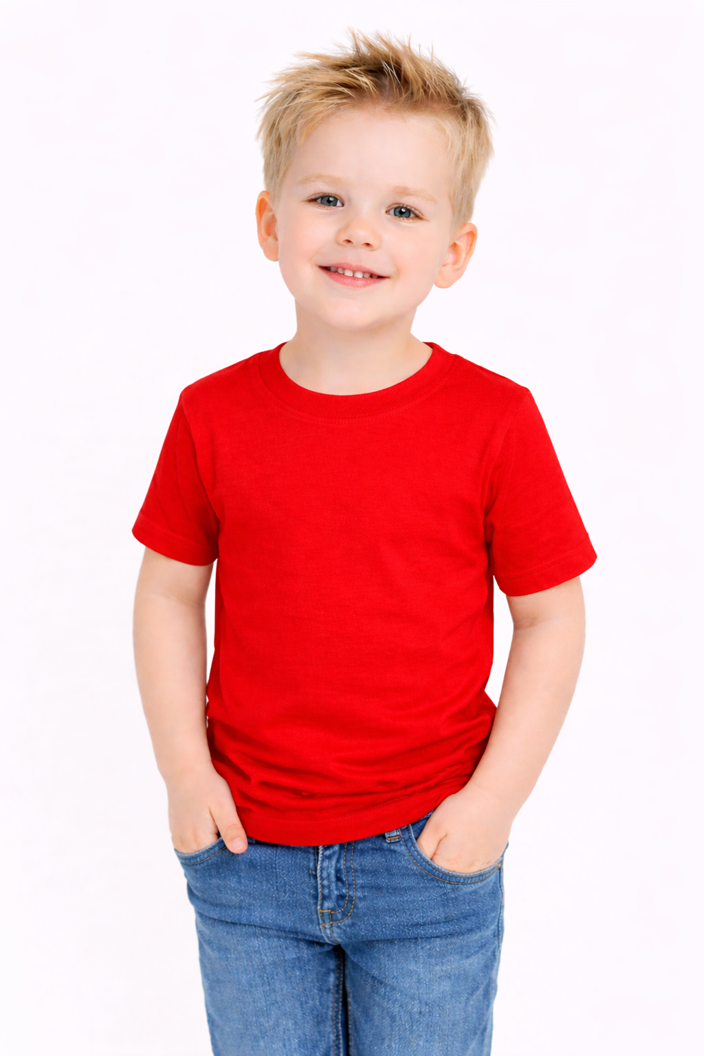 Red boy's short sleeve shirt blank for embroidery and heat press — ARB Blanks toddler to youth sizes