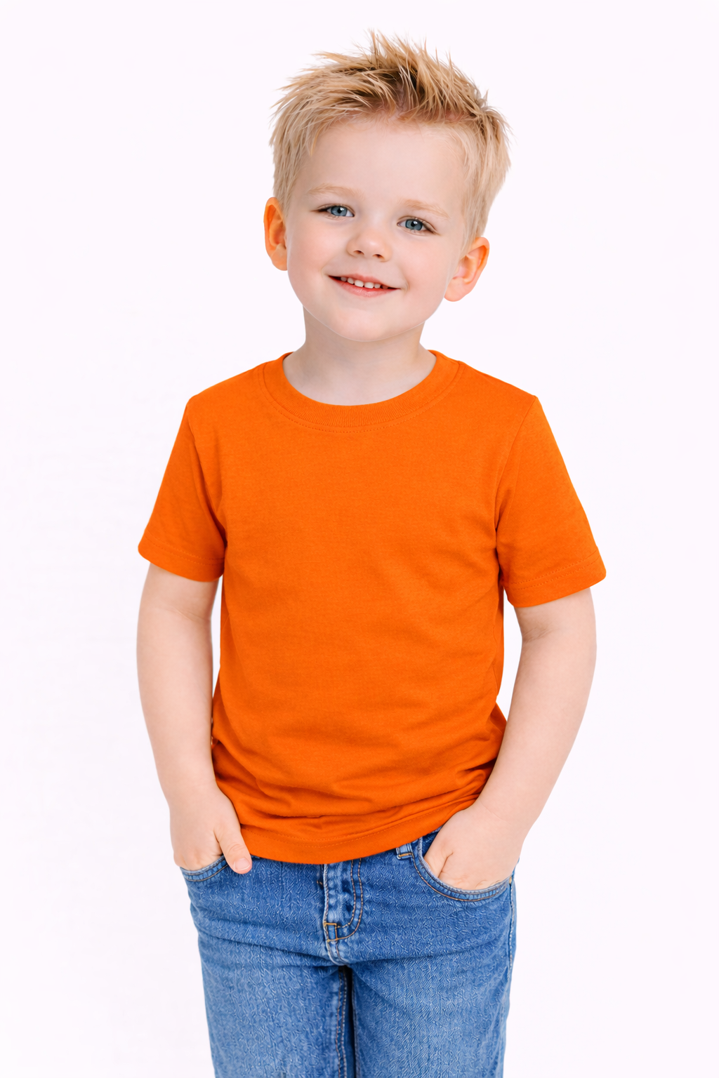 Orange boy's short sleeve cotton shirt blank for boutique and custom apparel — ARB Blanks