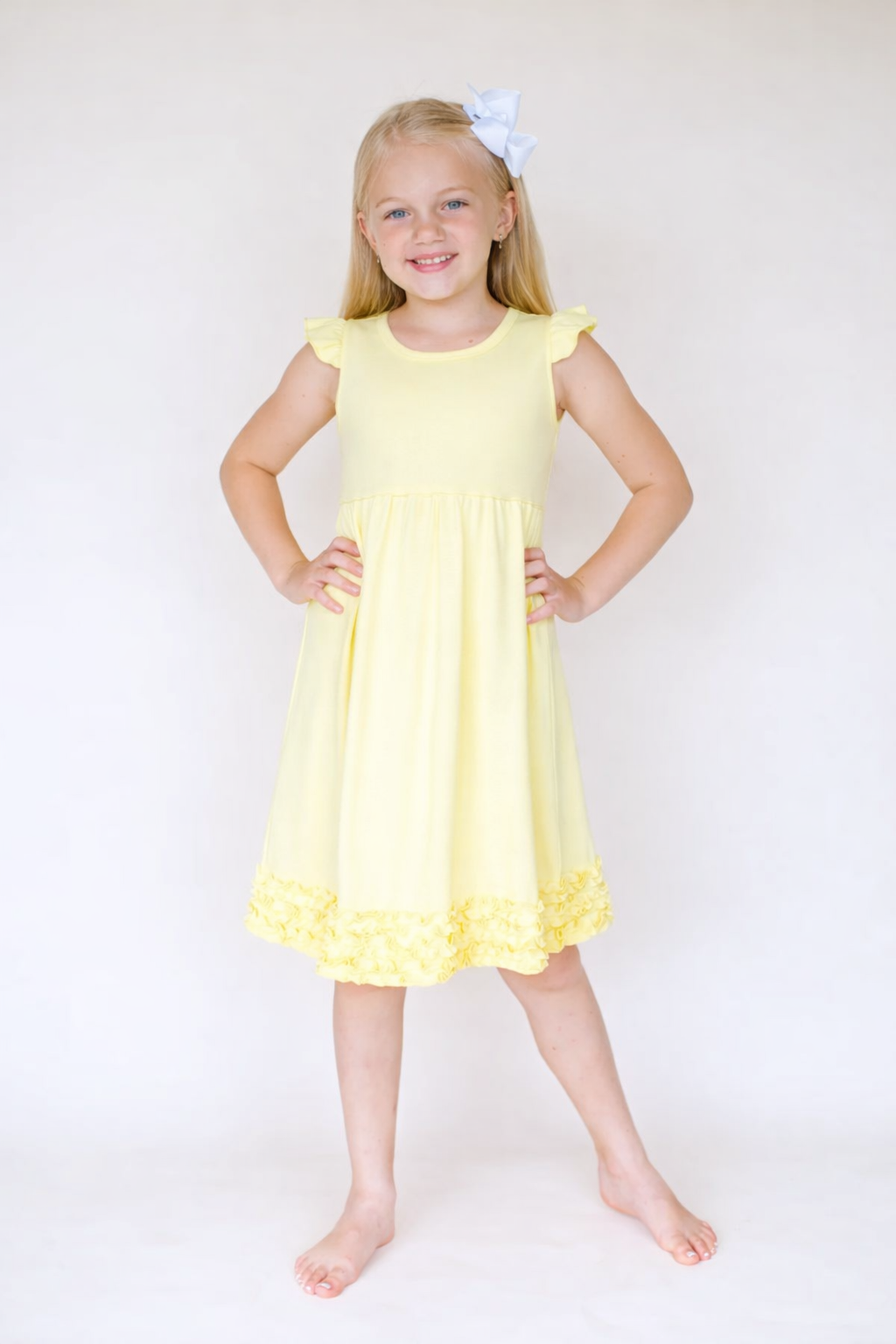 Girl's Angel Sleeve Empire Waist Dress Cotton Blank | 4 Colors | Embroidery & Boutique | Sizes 12M10 | ARB Blanks Hot Pink / 18M Girl's Angel Sleeve Empire Waist Dress Cotton Blank | 4 Colors | Embroidery & Boutique | Sizes 12M10 | ARB Blanks Hot Pink / 18M