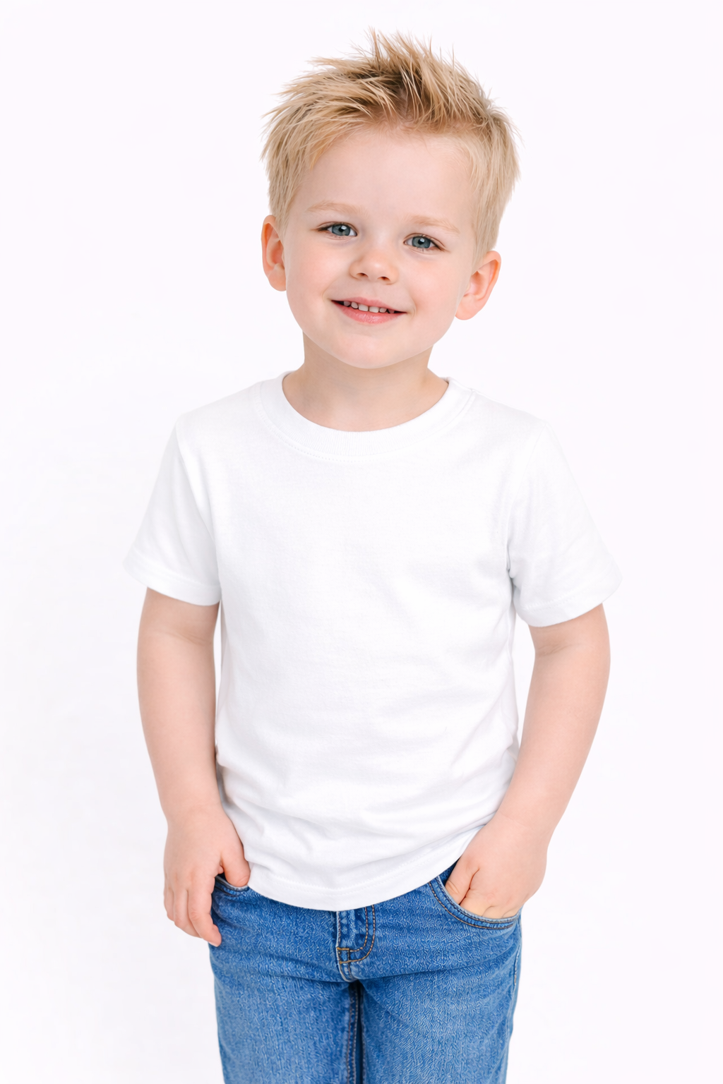 White boy's short sleeve shirt blank, smooth cotton surface ideal for embroidery and vinyl — ARB Blanks