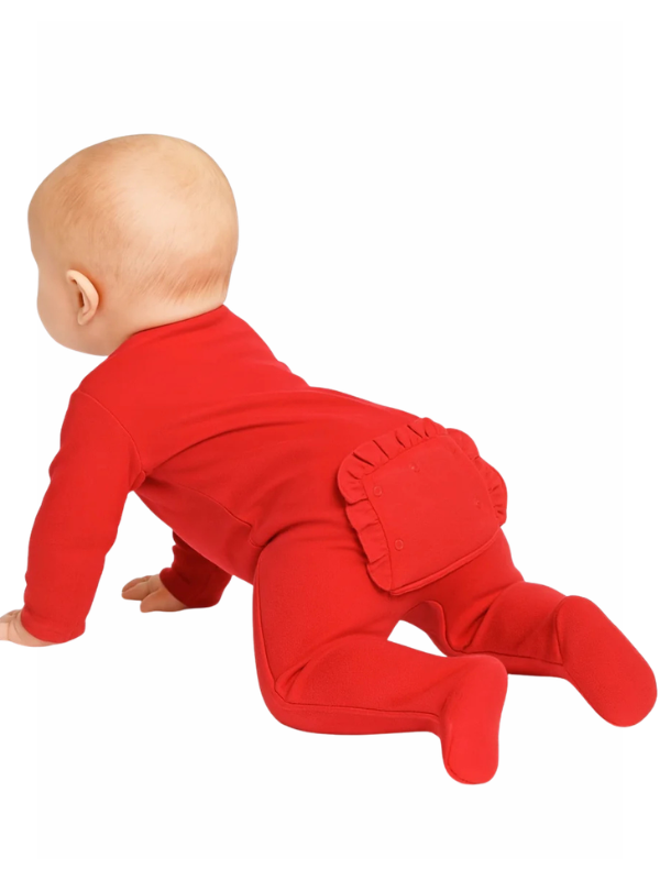 Zippered One Piece Footie with ruffle bottom flap