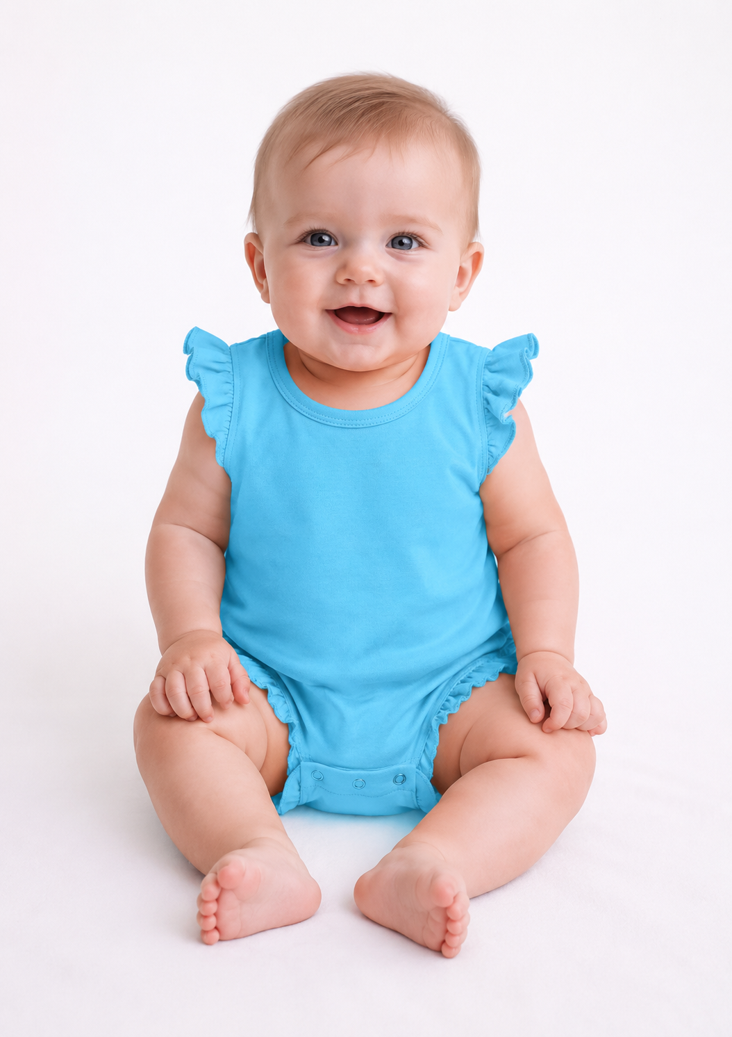 Girl's Angel Sleeve Bubble Romper – Cotton Blank for Embroidery & Boutique | 8  Colors | Sizes 3-6M–2T