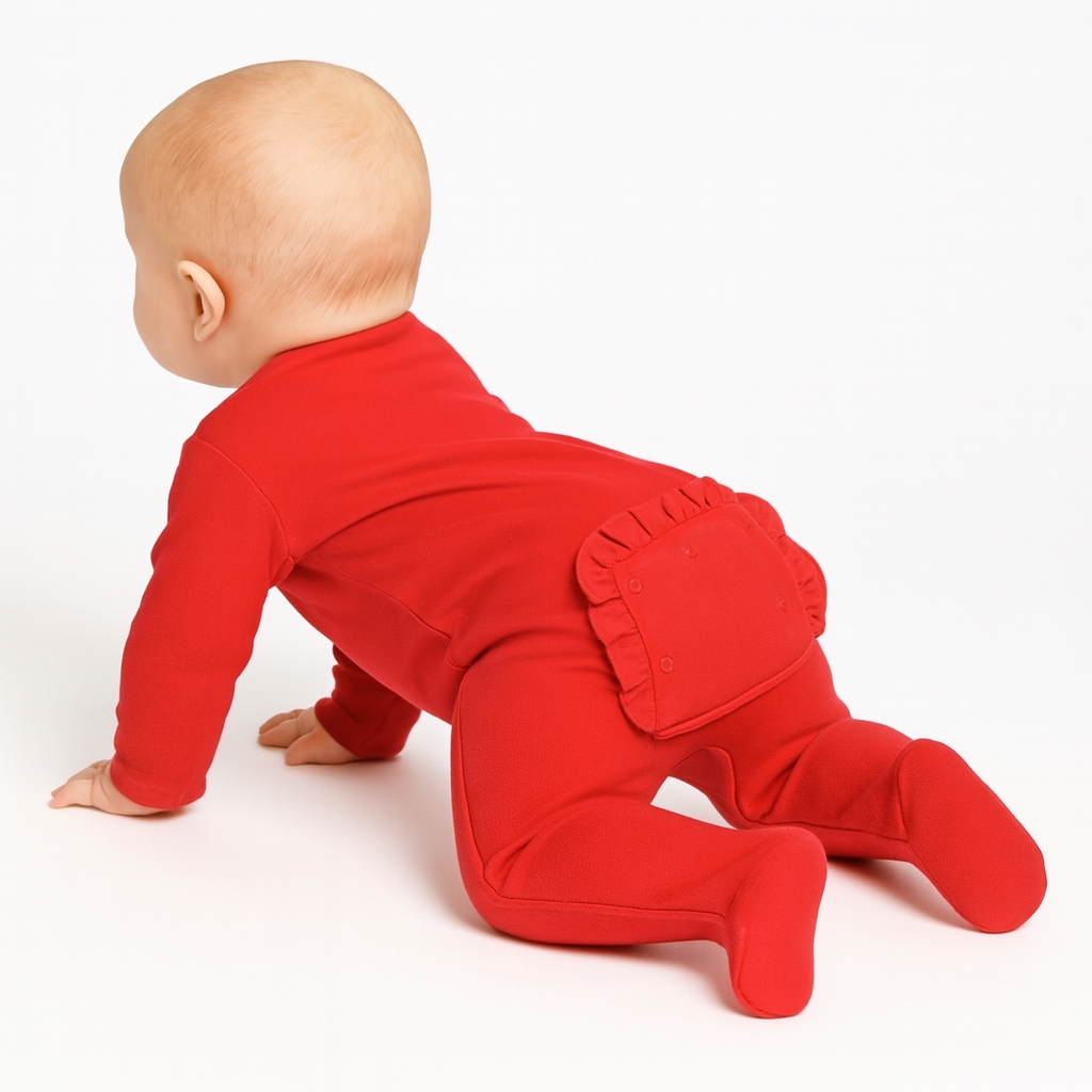 Zippered One Piece Footie with ruffle bottom flap