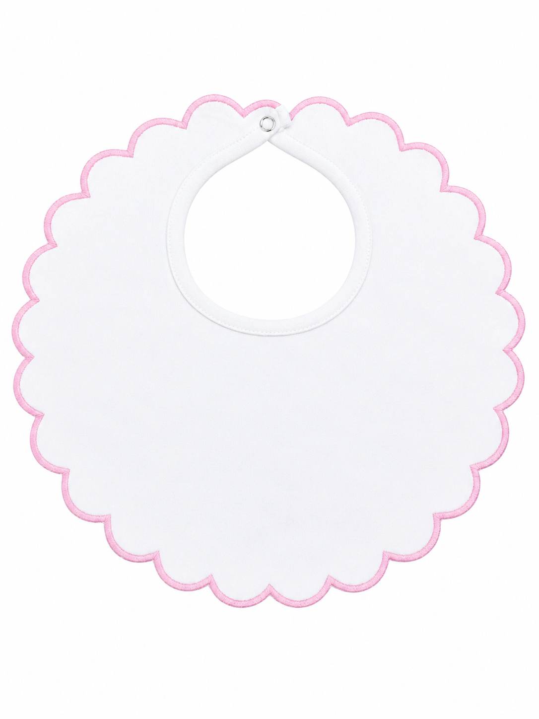 Sweet Scallop Baby Bib -- 100% Cotton Boutique Blank for Embroidery & Monogram | Scalloped Edge | Snap Closure