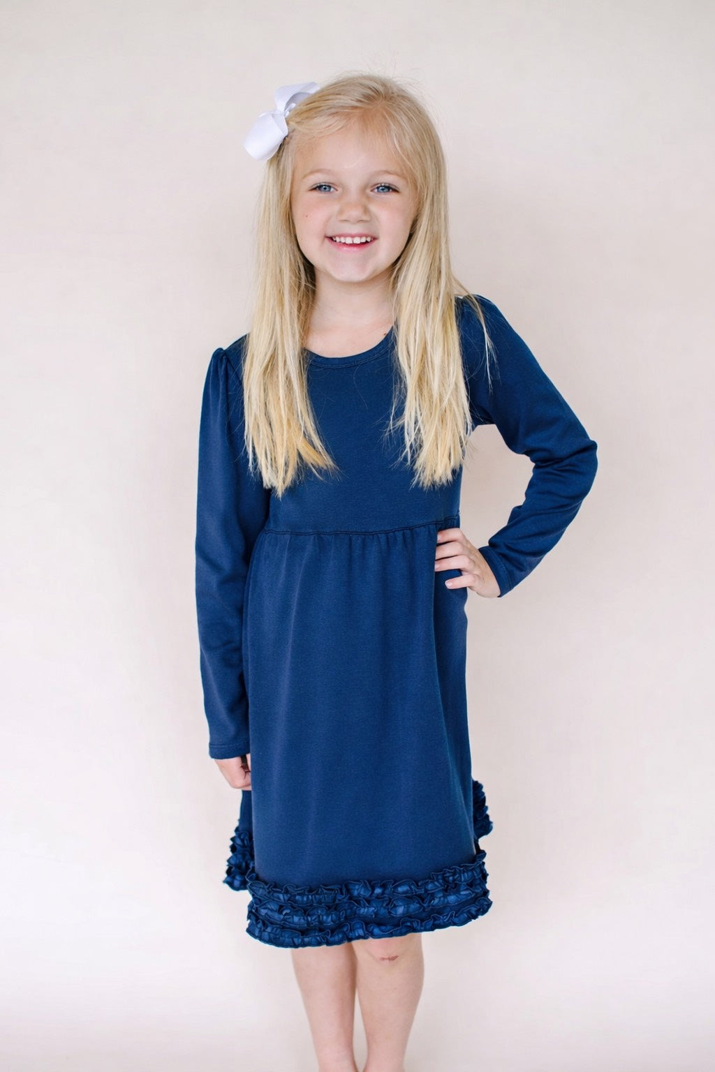 Girl's Long Sleeve Ruffle Empire Waist Dress (12M-Toddler)