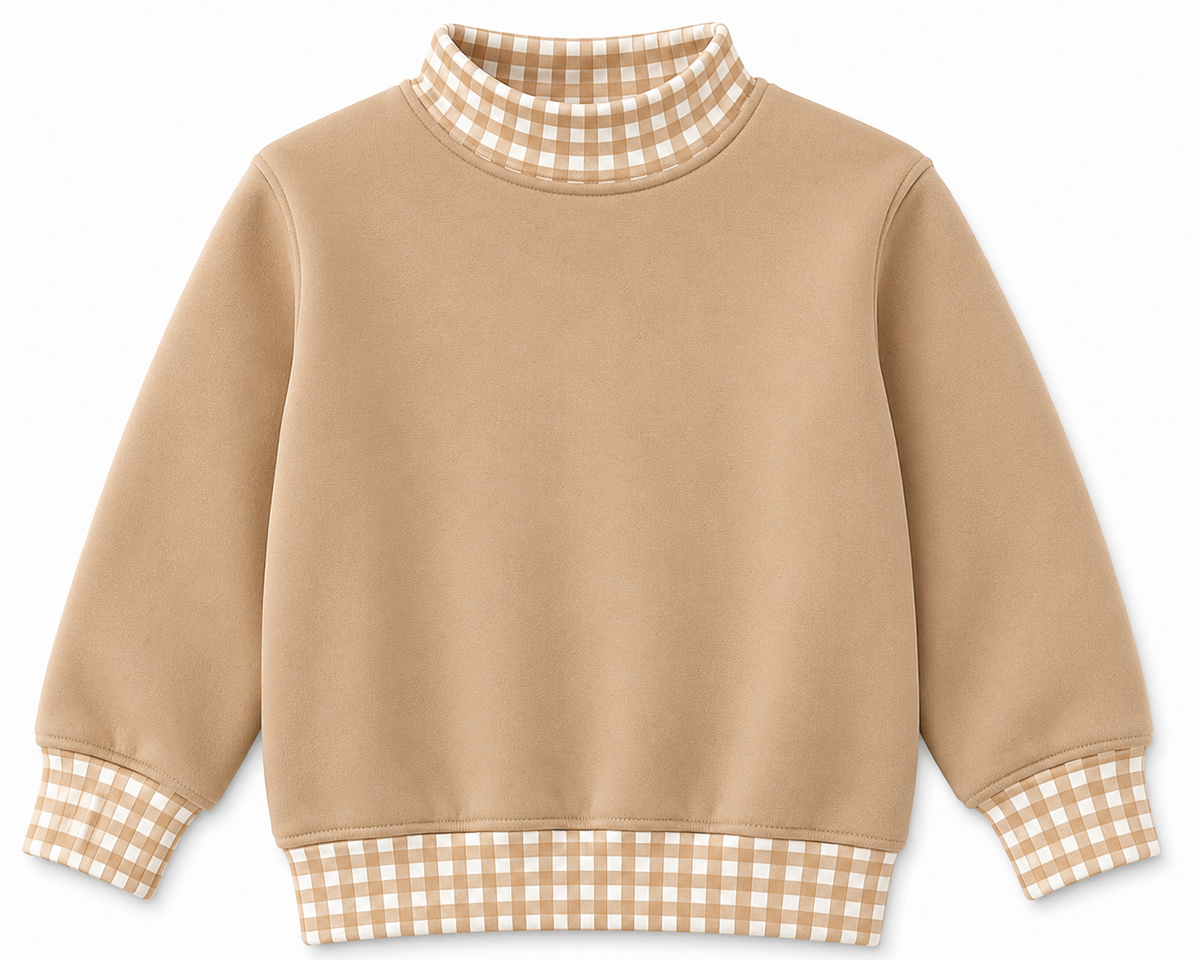 Kids Gingham Mock Neck Sweatshirt | PRE-ORDER| 12M–14Y