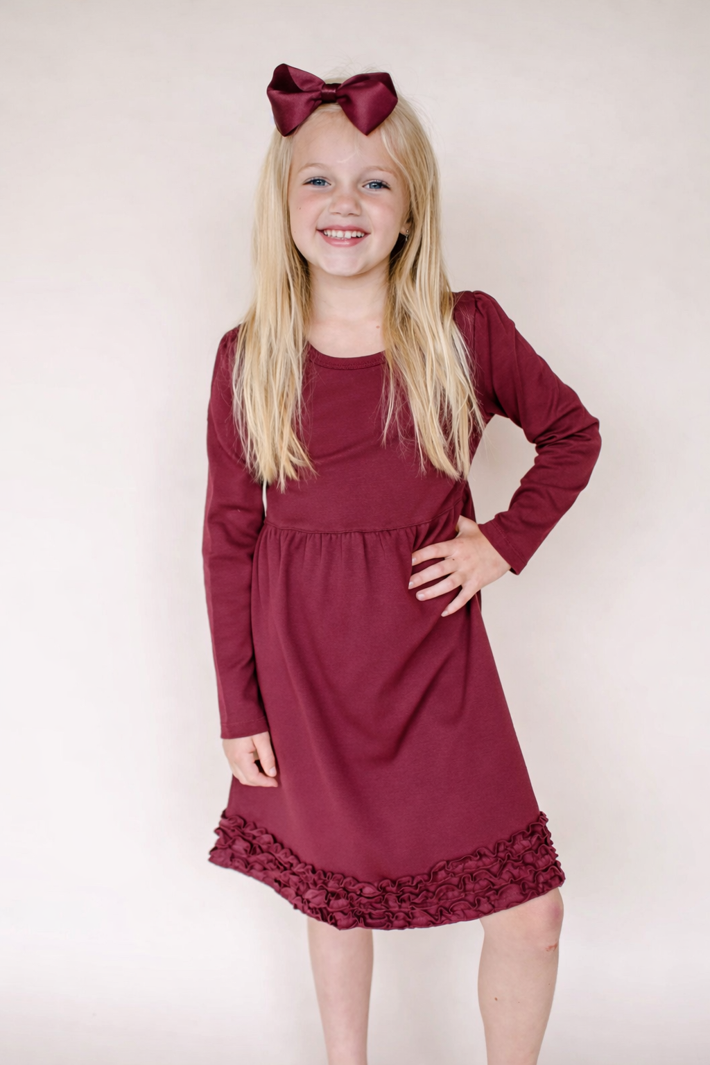 Girl's Long Sleeve Ruffle Empire Waist Dress (12M-Toddler)