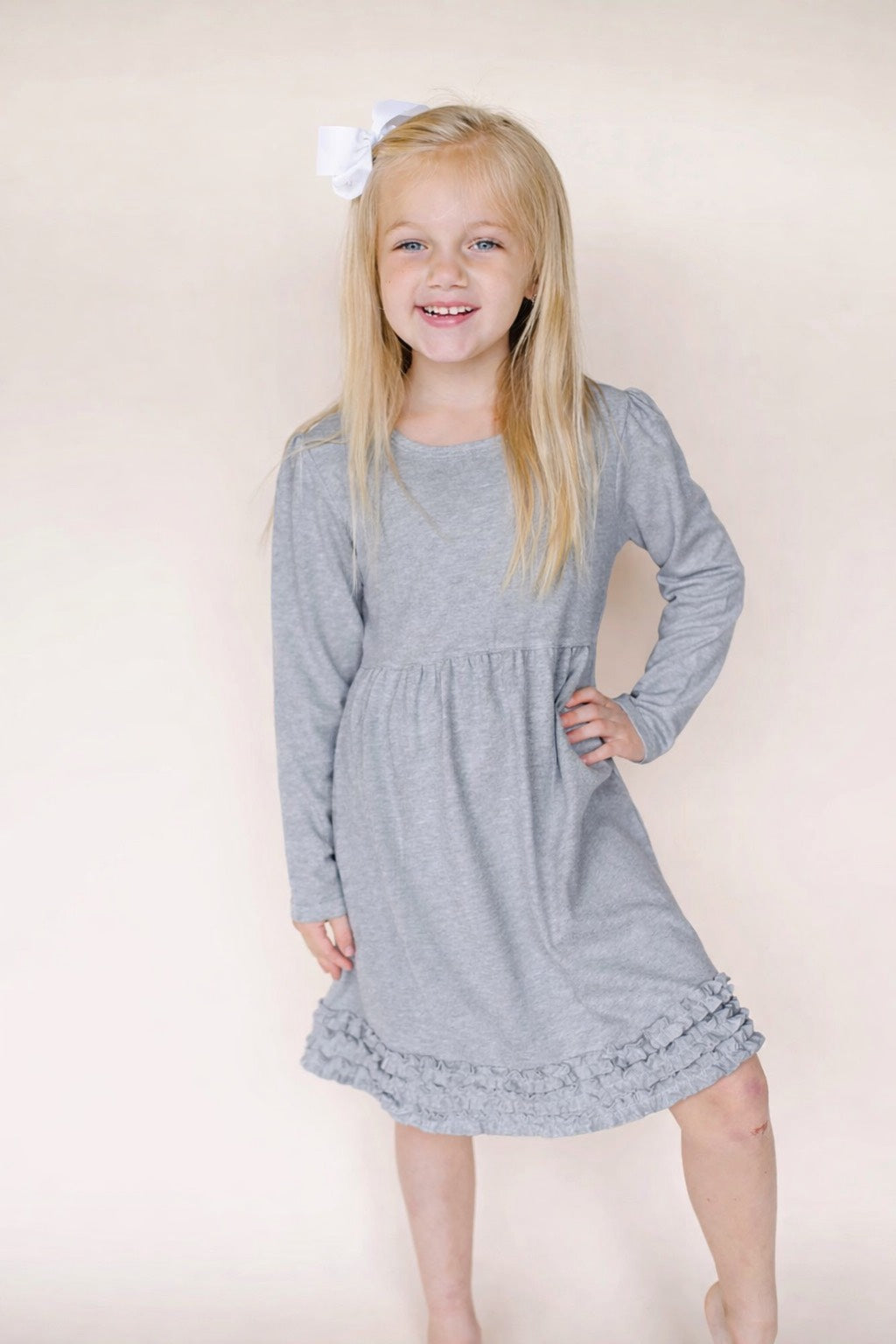 Girl's Long Sleeve Empire Waist Dress Cotton Blank for Embroidery & Boutique | 14 Colors | Sizes 12M12 | ARB Blanks Grey / 10 Girl's Long Sleeve Empire Waist Dress Cotton Blank for Embroidery & Boutique | 14 Colors | Sizes 12M12 | ARB Blanks Grey / 10