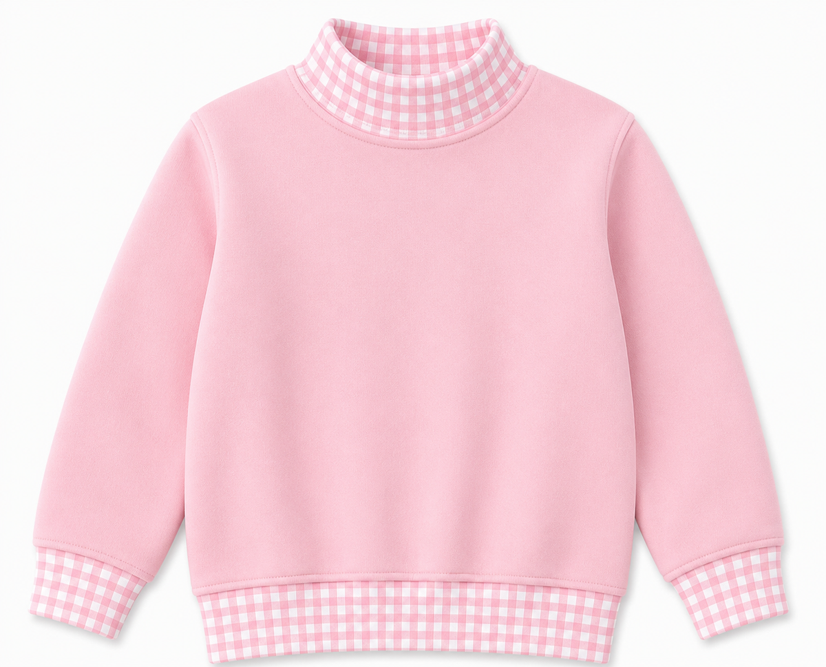 Kids Gingham Mock Neck Sweatshirt | PRE-ORDER| 12M–14Y