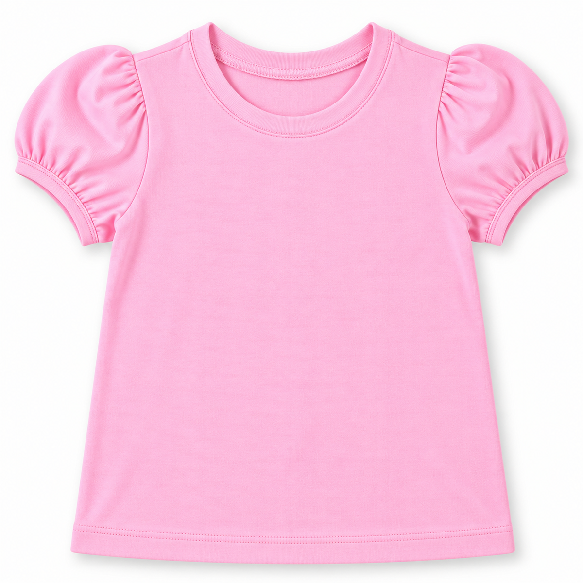 Girl's Short Sleeve Puff Shirt – Cotton Boutique Blank | Embroidery, HTV & Heat Press Ready | 12M–Youth 12