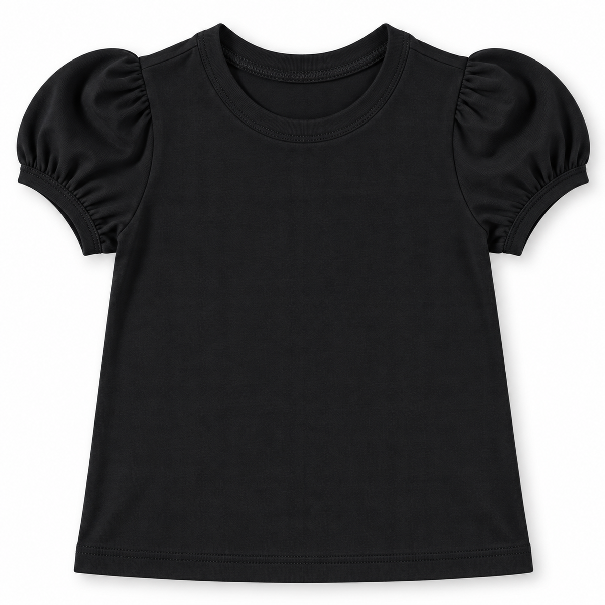 Girl's Short Sleeve Puff Shirt – Cotton Boutique Blank | Embroidery, HTV & Heat Press Ready | 12M–Youth 12