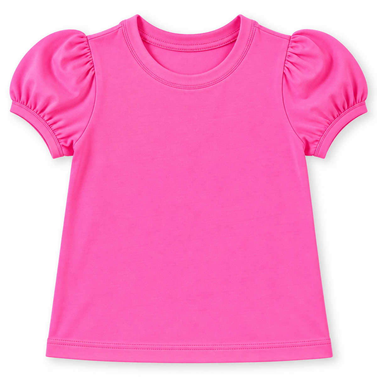 Girl's Short Sleeve Puff Shirt – Cotton Boutique Blank | Embroidery, HTV & Heat Press Ready | 12M–Youth 12