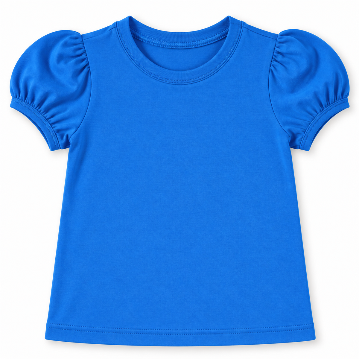 Girl's Short Sleeve Puff Shirt – Cotton Boutique Blank | Embroidery, HTV & Heat Press Ready | 12M–Youth 12