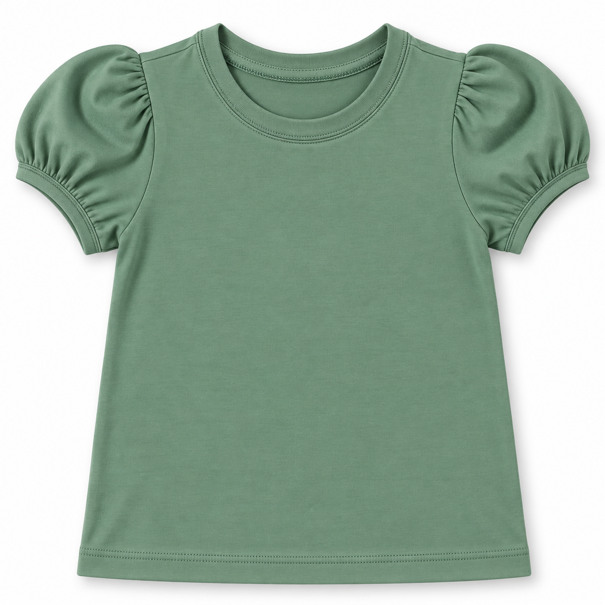 Girl's Short Sleeve Puff Shirt – Cotton Boutique Blank | Embroidery, HTV & Heat Press Ready | 12M–Youth 12
