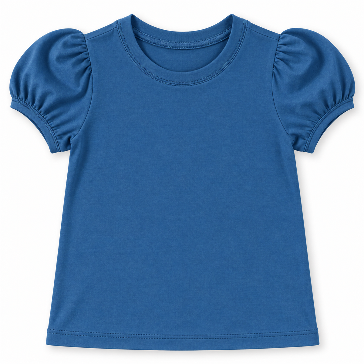 Girl's Short Sleeve Puff Shirt – Cotton Boutique Blank | Embroidery, HTV & Heat Press Ready | 12M–Youth 12