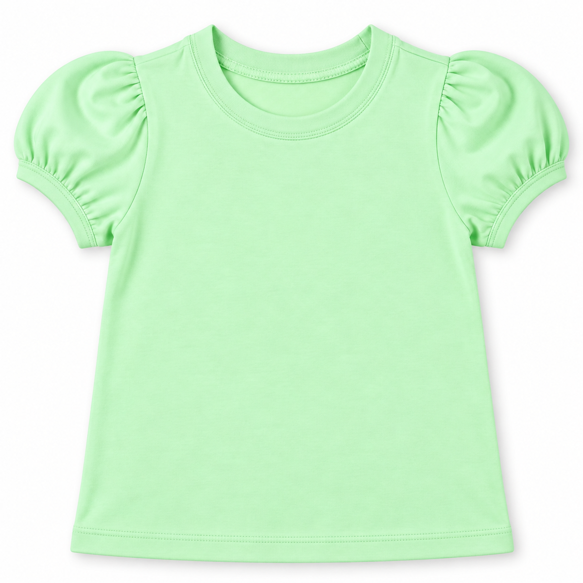 Girl's Short Sleeve Puff Shirt – Cotton Boutique Blank | Embroidery, HTV & Heat Press Ready | 12M–Youth 12