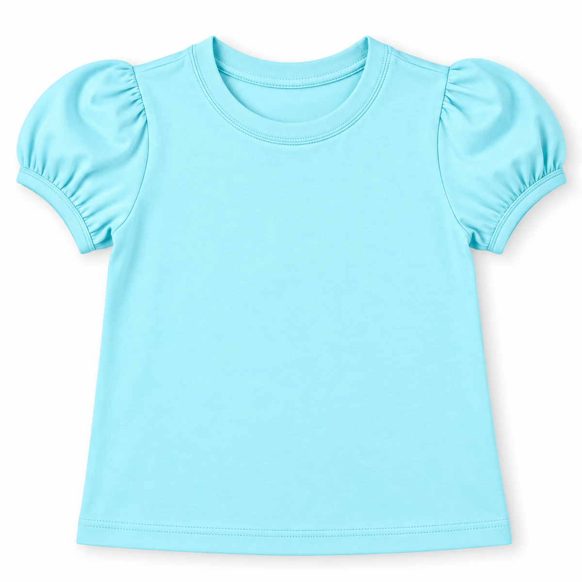 Girl's Short Sleeve Puff Shirt – Cotton Boutique Blank | Embroidery, HTV & Heat Press Ready | 12M–Youth 12