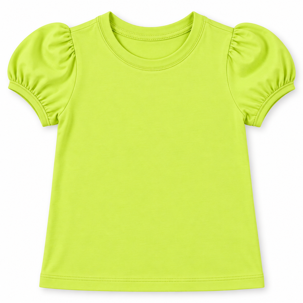 Girl's Short Sleeve Puff Shirt – Cotton Boutique Blank | Embroidery, HTV & Heat Press Ready | 12M–Youth 12