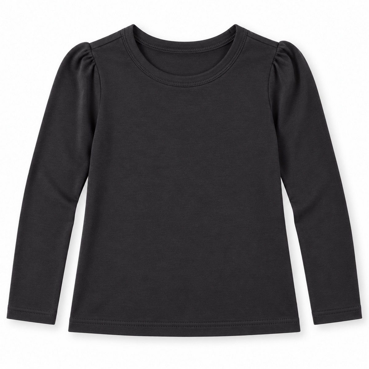 Girl's Long Sleeve Puff Shirt – Cotton Blank for Embroidery & Boutique | 4 Colors | Sizes 12M–12