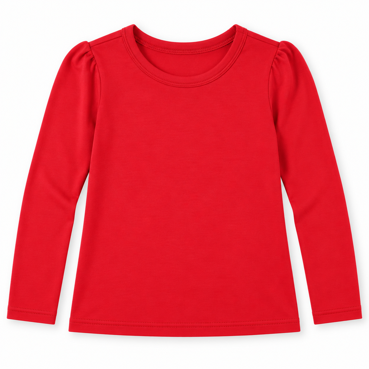 Girl's Long Sleeve Puff Shirt – Cotton Blank for Embroidery & Boutique | 4 Colors | Sizes 12M–12