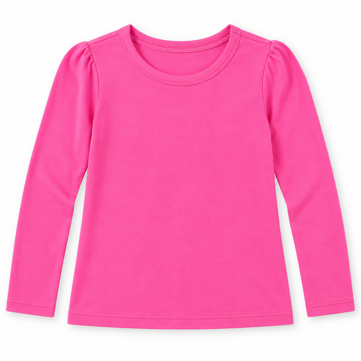 Girl's Long Sleeve Puff Shirt – Cotton Blank for Embroidery & Boutique | 4 Colors | Sizes 12M–12