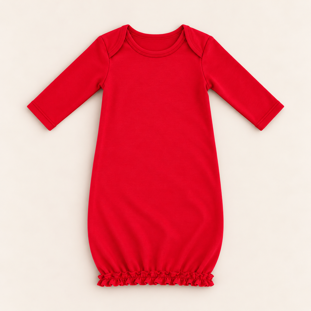 Ruffle Long Sleeve Baby Gown -- 100% Cotton Blank for Embroidery & Boutique | 8 Colors | Hidden Zipper | 0-3M