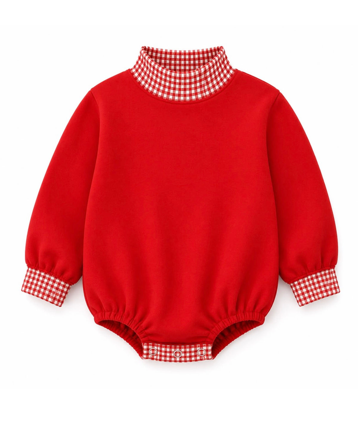 Gingham Mock Neck Baby Bubble  |PRE-ORDER | Embroidery, HTV & DTF Blank