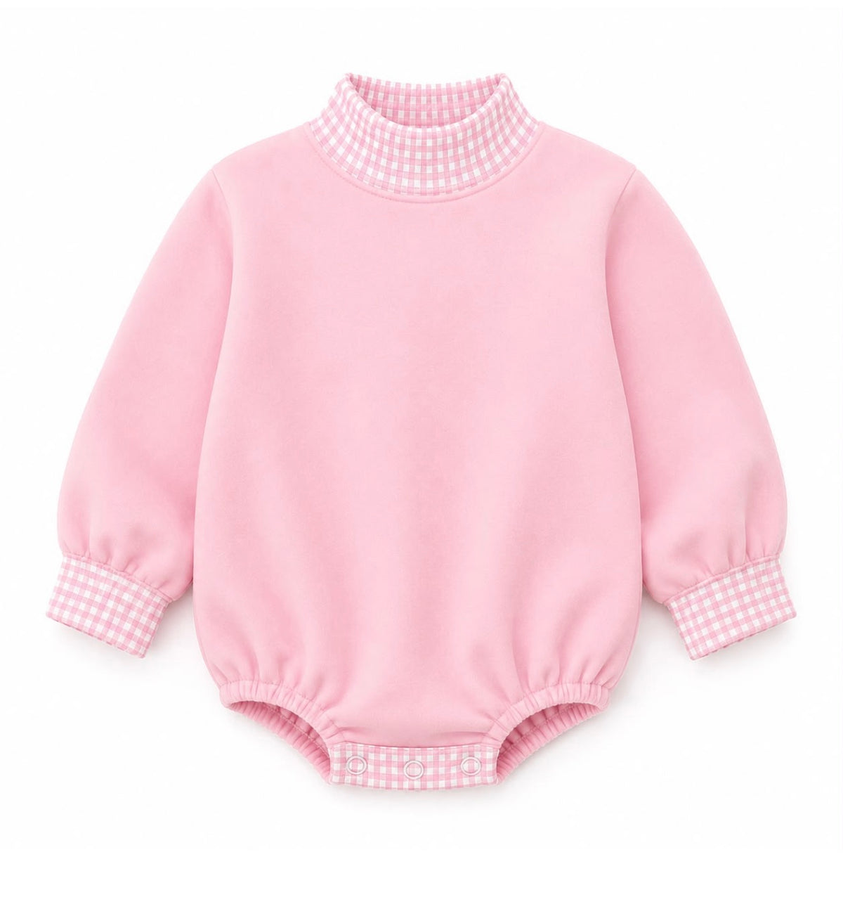 Gingham Mock Neck Baby Bubble  |PRE-ORDER | Embroidery, HTV & DTF Blank