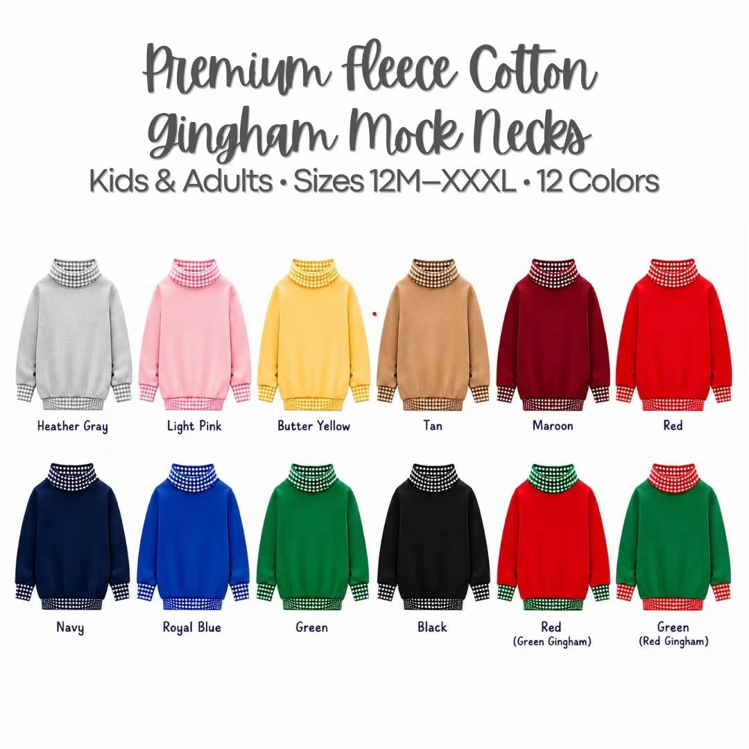 Kids Gingham Mock Neck Sweatshirt | PRE-ORDER| 12M–14Y