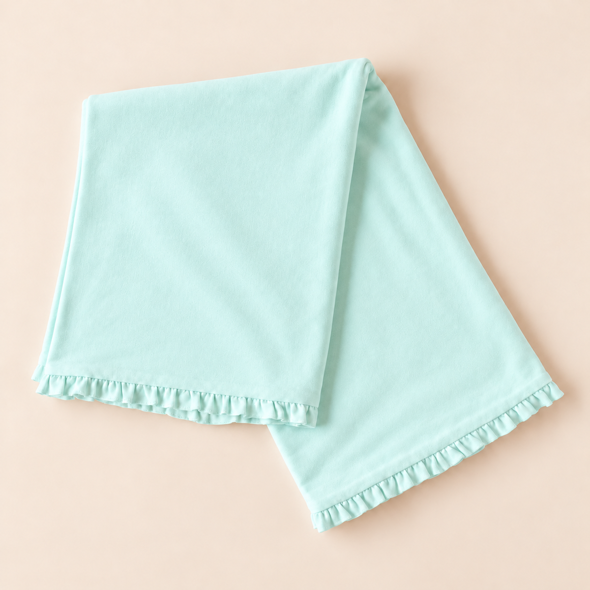 Mint green ruffle baby blanket cotton blank, soft breathable cotton, boutique and gift ready — ARB Blanks