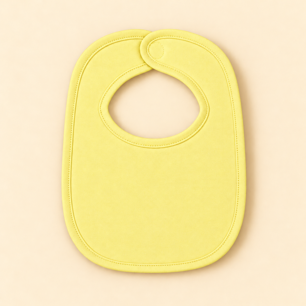Plain yellow  baby bib dimensions — 11 inch length x 8.5 inch width, velcro closure — ARB Blanks cotton chenille 