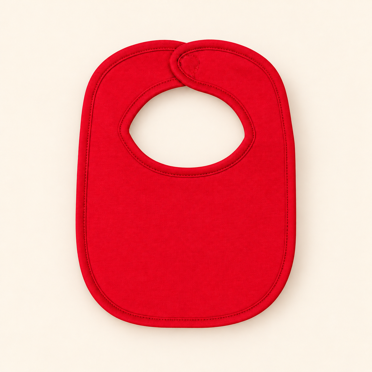 Red plain baby bib, cotton front for embroidery and monogramming, chenille back, 11 x 8.5 inches — ARB Blanks