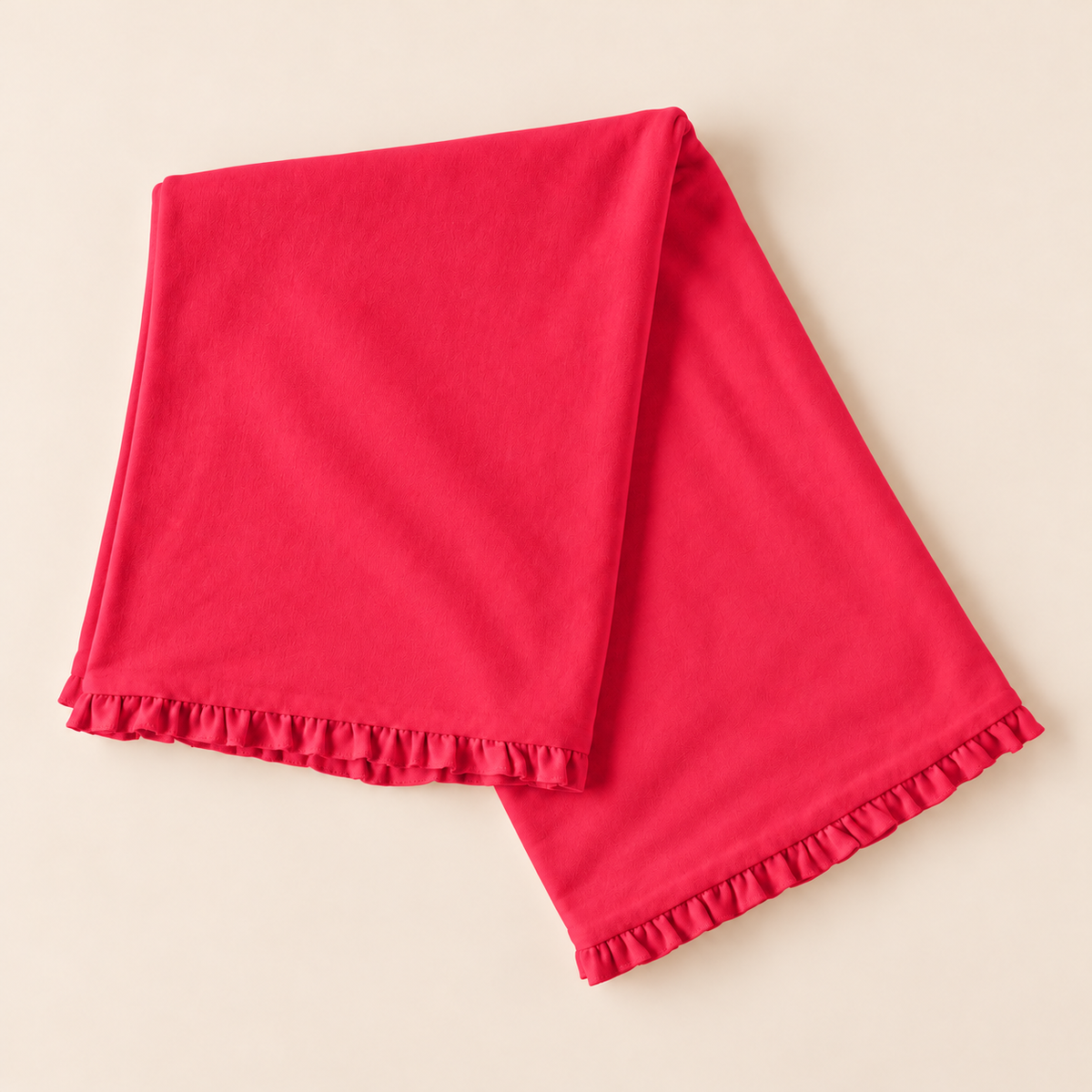 Red ruffle baby blanket cotton blank, 39” × 28”, perfect for embroidery and monogramming — ARB Blanks