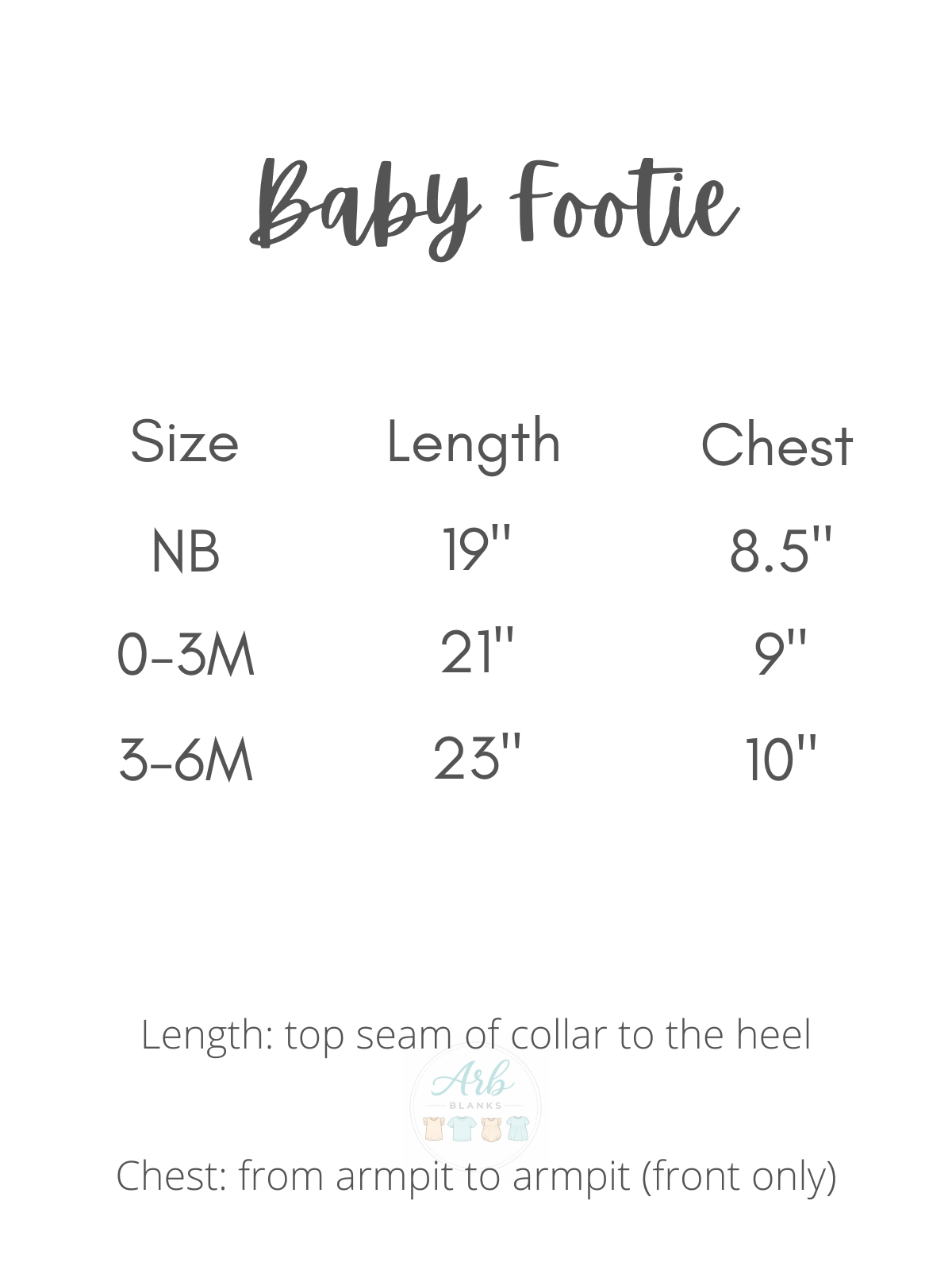 Baby Footie Size Chart 
