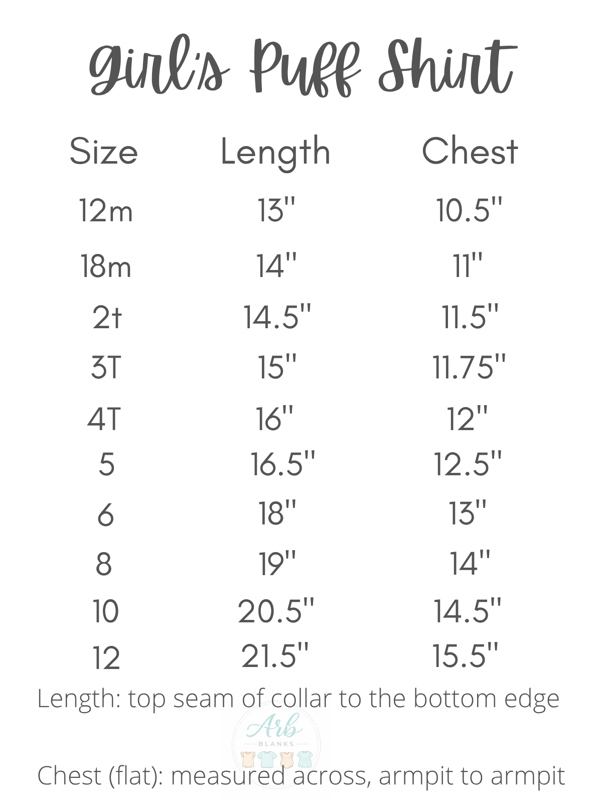 Girl's Long Sleeve Puff Shirt – Cotton Blank for Embroidery & Boutique | 4 Colors | Sizes 12M–12