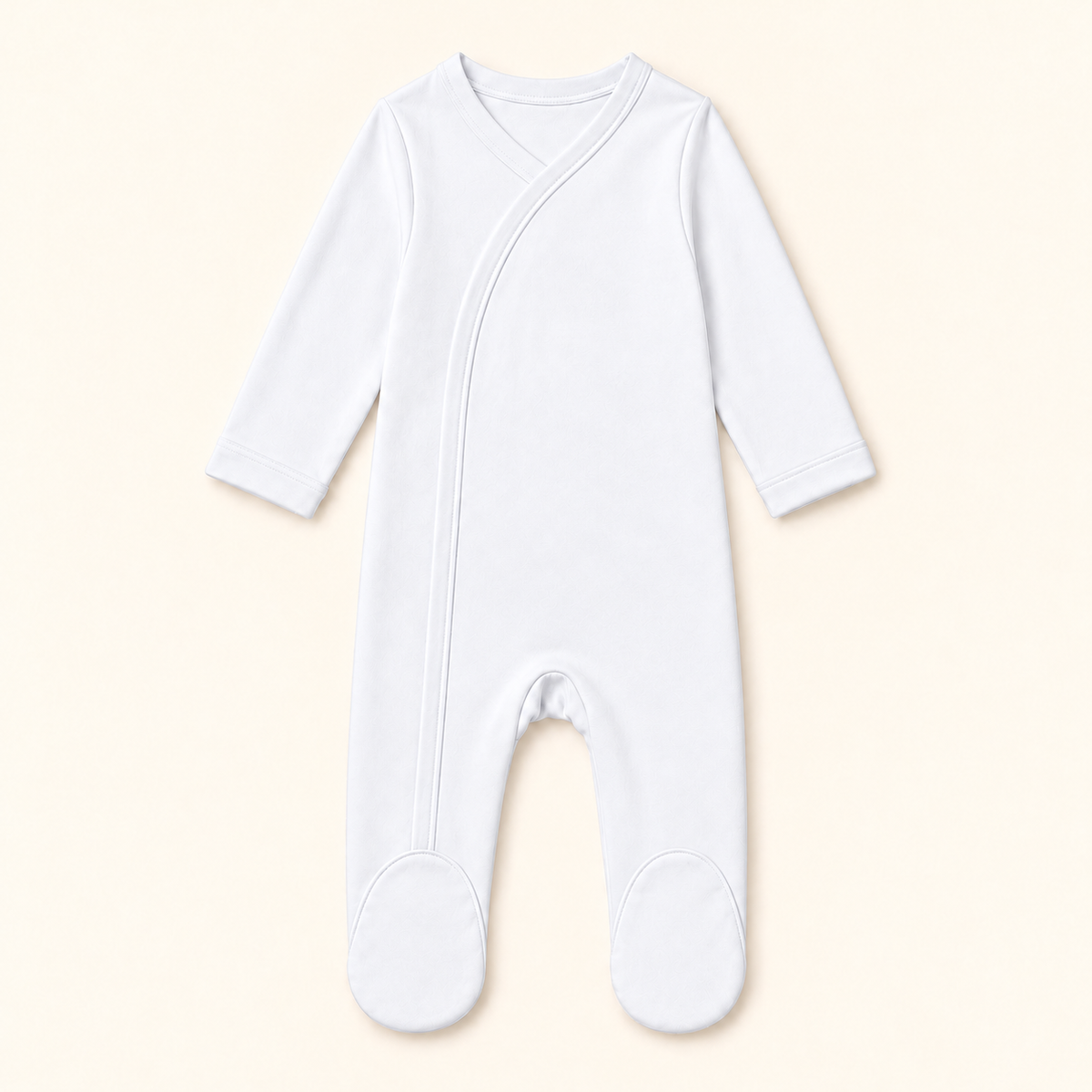 White plain baby footie with fold-over mitten cuffs, 100% cotton blank for embroidery and boutique — ARB Blanks