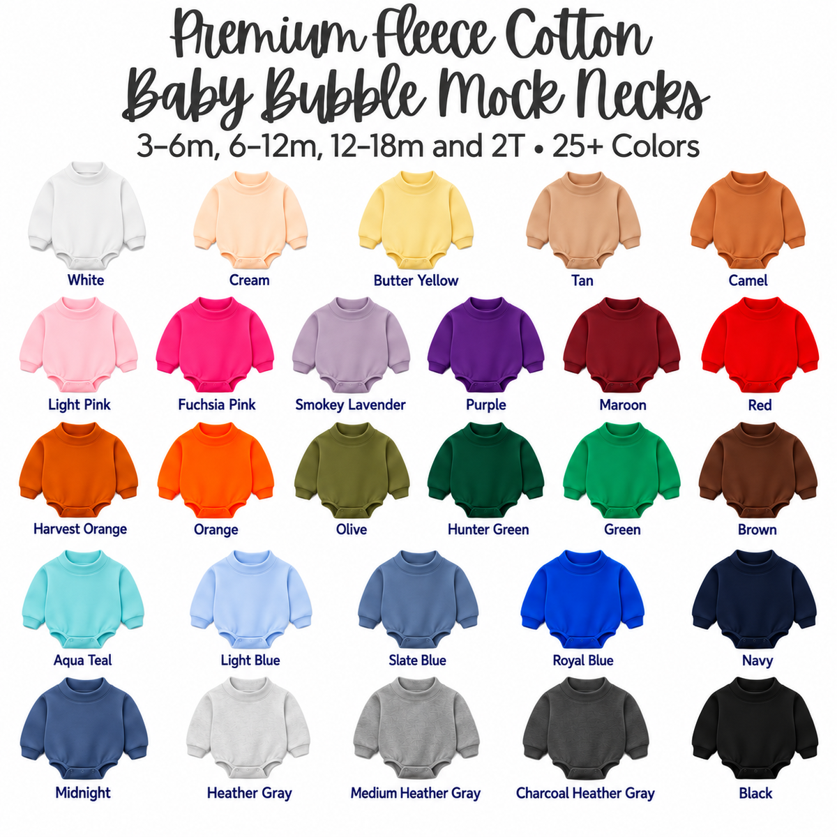 Solid Mock Neck Baby Bubble  | PRE-ORDER 7 | Embroidery, HTV & DTF Blank