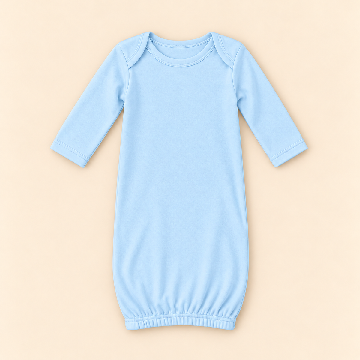 baby blue long sleeve baby gown with elastic bottom newborn sleeper gown