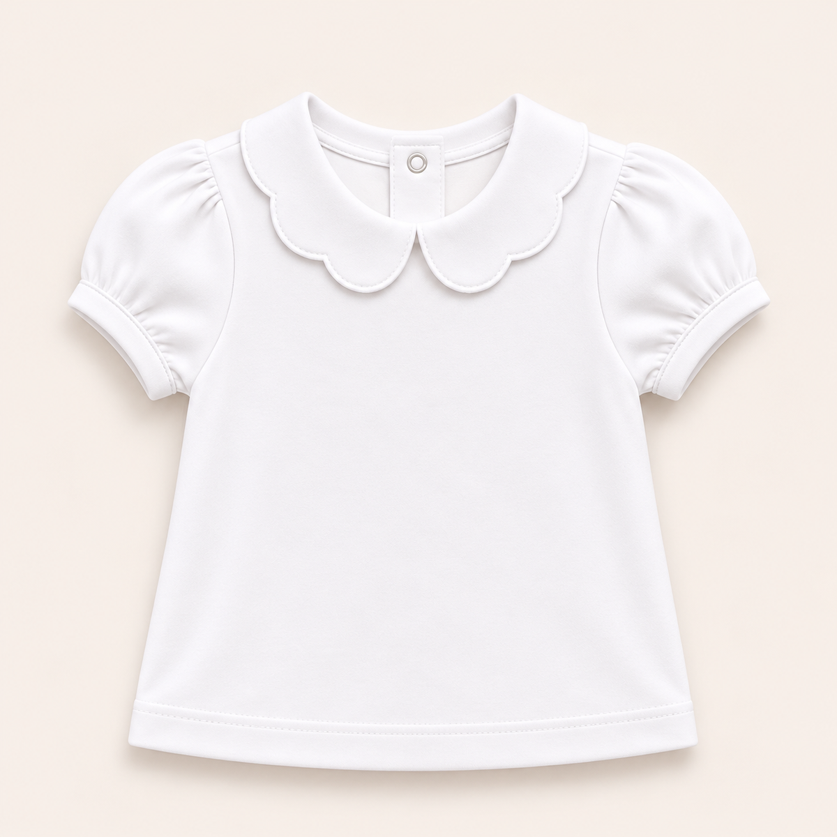 Girl's Scalloped Collar short Sleeve Top, 100% cotton blank,  sizes 12M–10 — ARB Blanks