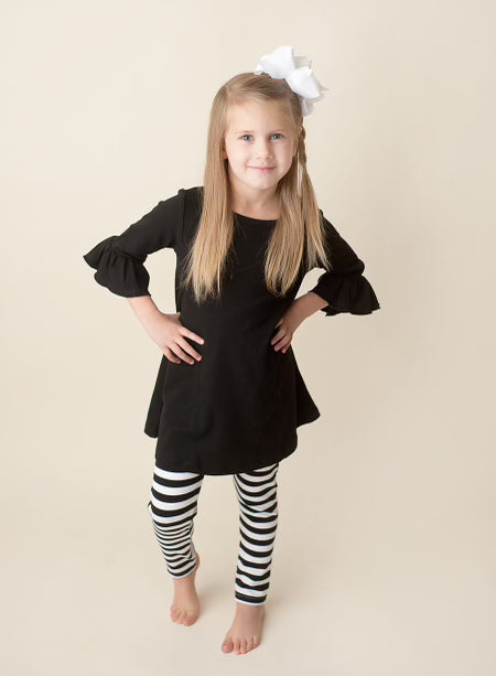 Girl&#39;s Bell Sleeve Tunics and Striped Legging Bundle