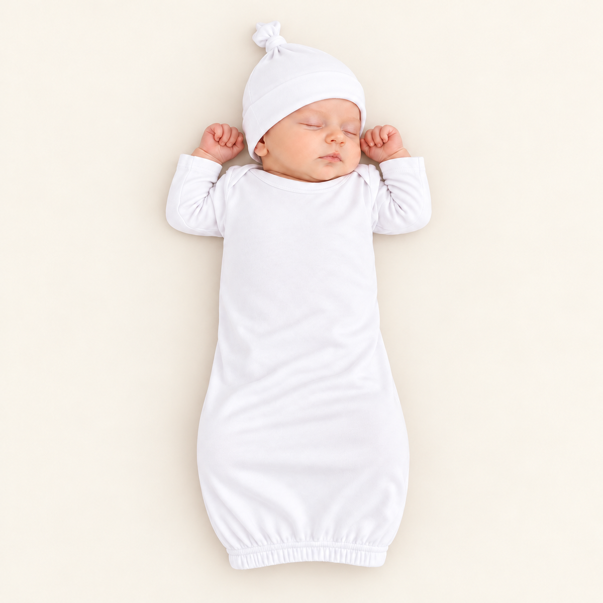Unisex Long Sleeve Baby Gown – Cotton Blank | 8 Colors | Side Zipper | Embroidery & Monogram Ready