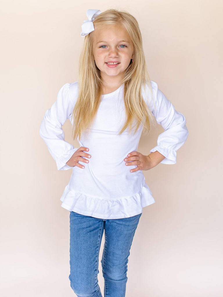 Girl's Long Sleeve Ruffle Shirt - ARB Blanks