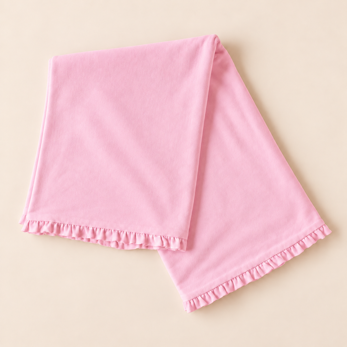 Bubble gum pink ruffle baby blanket, cotton blank for boutique designs and gifting — ARB Blanks