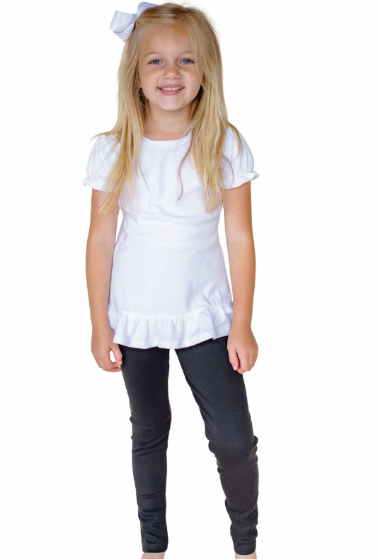 Black girls boutique solid leggings blank, 95% cotton / 5% spandex, true-to-size fit 12M-10 -- ARB Blanks