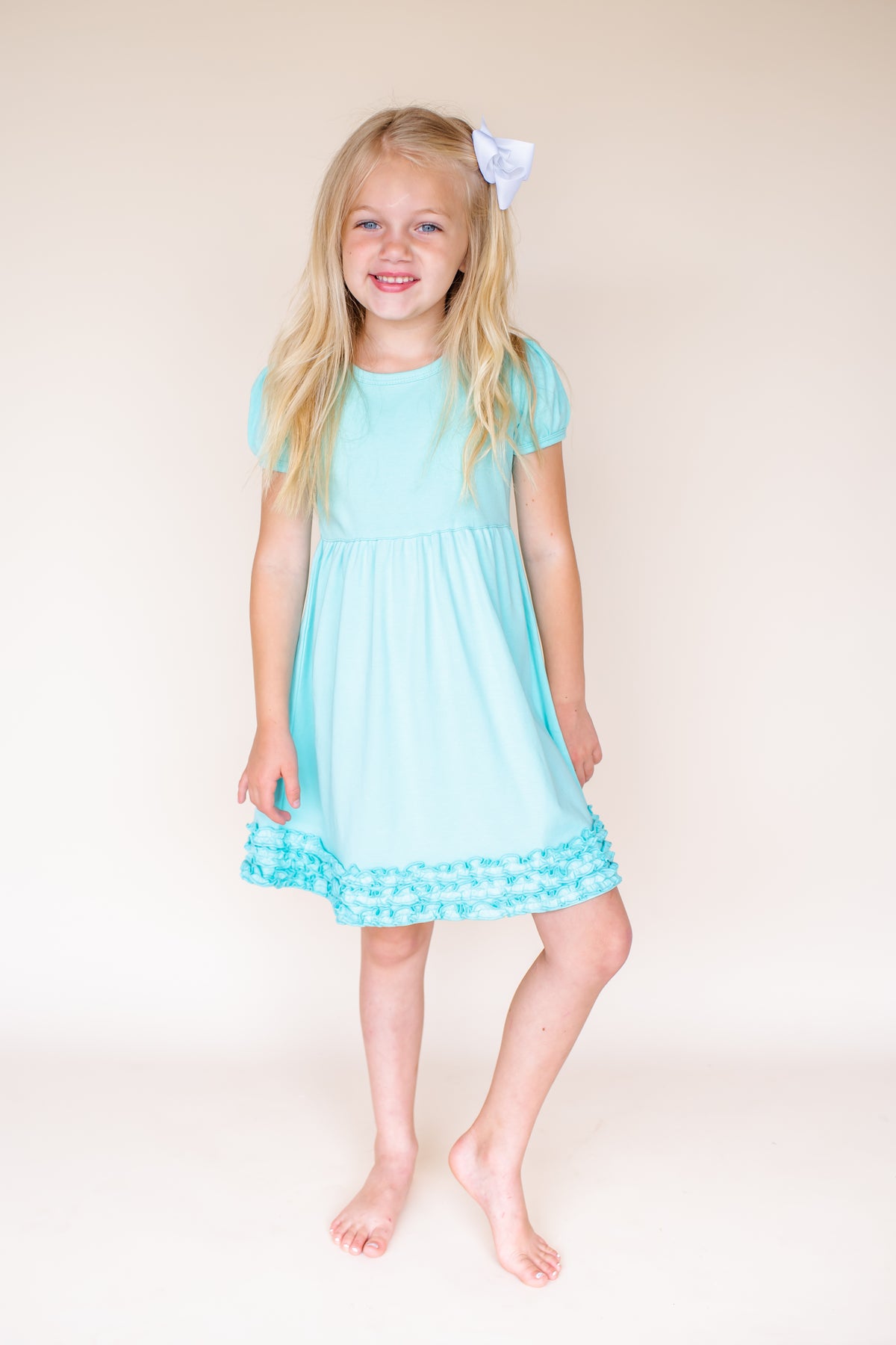 Girl's Ruffle Empire Waist Dress Cotton Blank for Embroidery & Boutique | 9 Colors | Sizes 12M10 | ARB Blanks Hot Pink / 10 Girl's Ruffle Empire Waist Dress Cotton Blank for Embroidery & Boutique | 9 Colors | Sizes 12M10 | ARB Blanks Hot Pink / 10