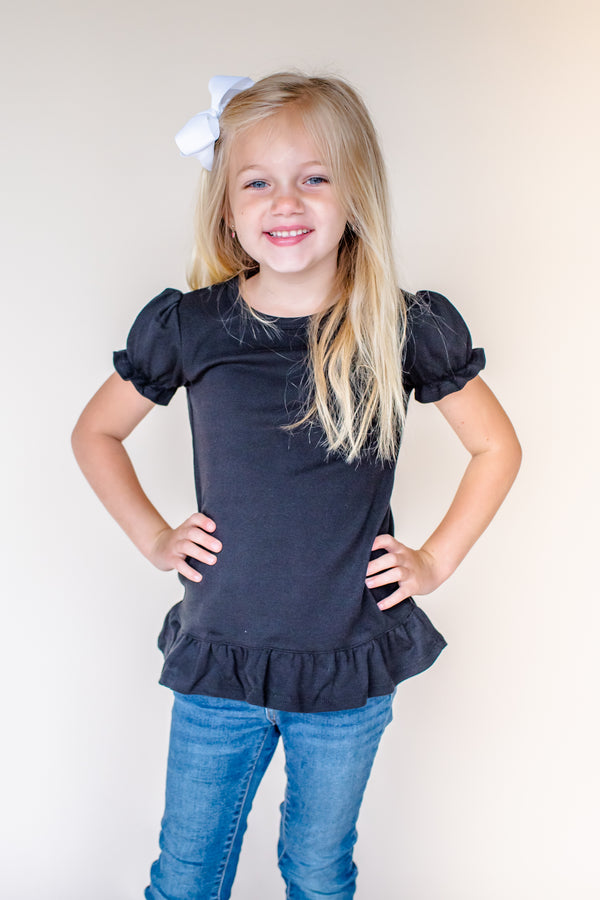 Girl's Short Sleeve Ruffle Shirt (12M-Toddler) - ARB Blanks