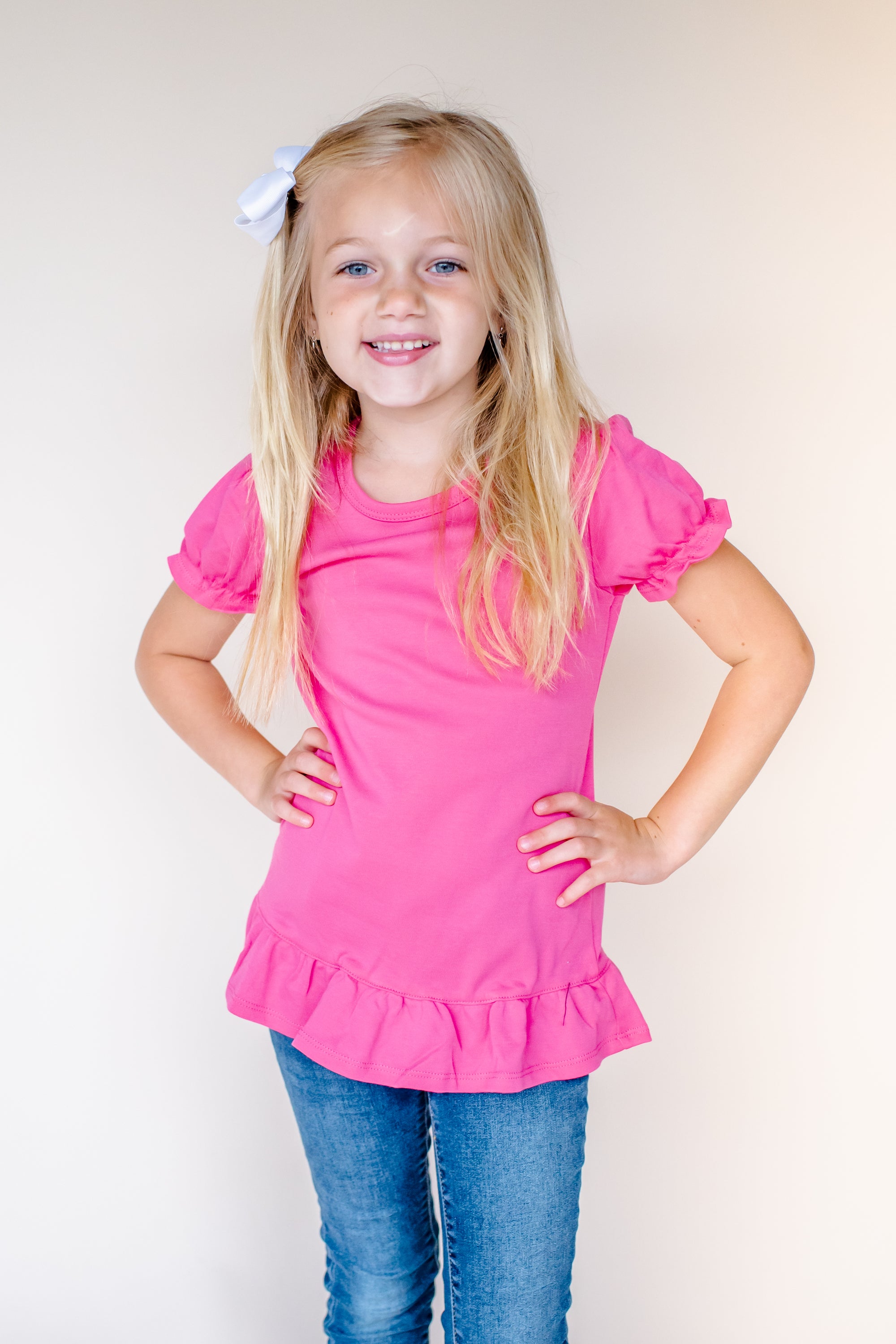 Girl's Short Sleeve Ruffle Shirt (12MToddler) ARB Blanks