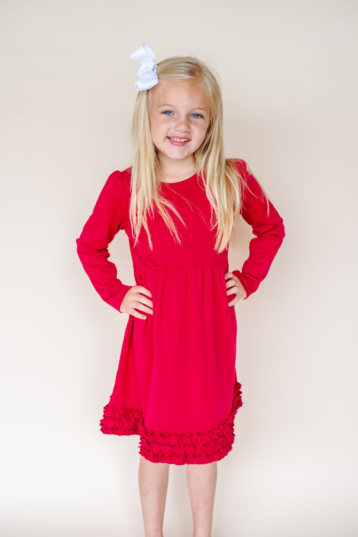 Girl&#39;s Long Sleeve Ruffle Empire Waist Dress (12M-Toddler)