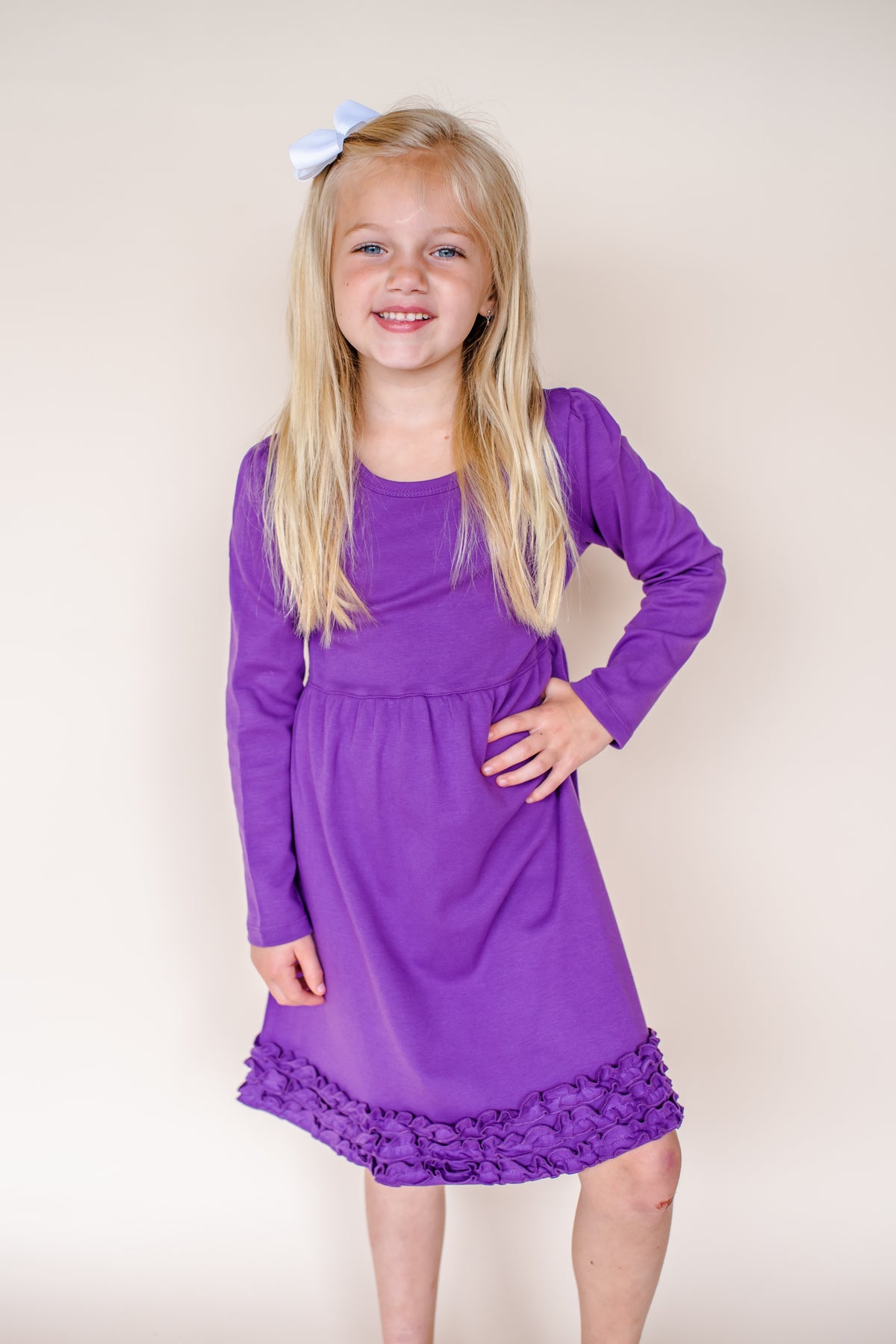 Girl&#39;s Long Sleeve Ruffle Empire Waist Dress (12M-Toddler)