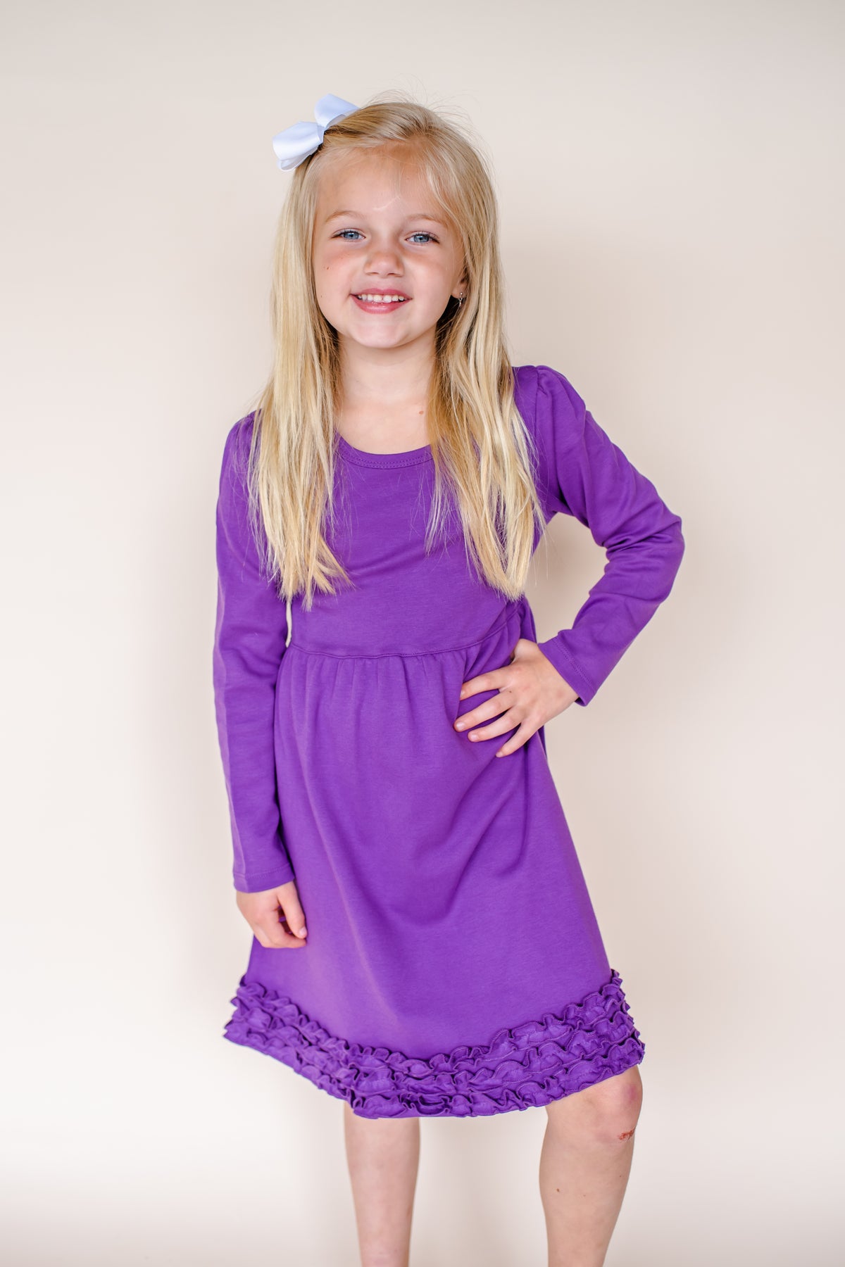 Girl's Long Sleeve Empire Waist Dress Cotton Blank for Embroidery & Boutique | 14 Colors | Sizes 12M12 | ARB Blanks Purple / 12M Girl's Long Sleeve Empire Waist Dress Cotton Blank for Embroidery & Boutique | 14 Colors | Sizes 12M12 | ARB Blanks Purple / 12M